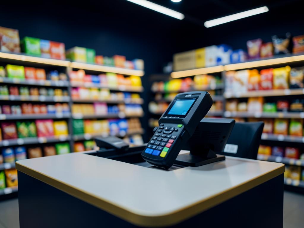Convenience store counter with a card payment terminal